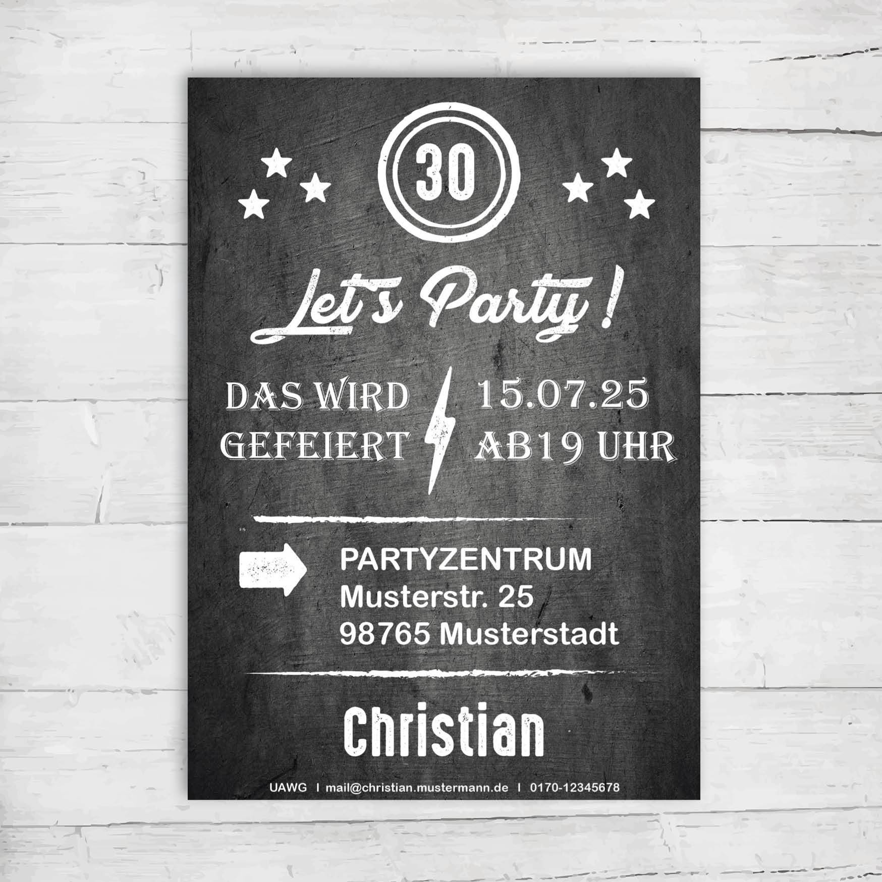 Einladung zum 30. Geburtstag: Let´s Party